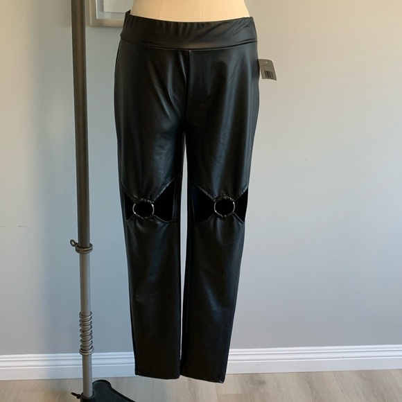 Guess Cut-Out Pants Women's Pleather Large Black - Picture 3 of 10